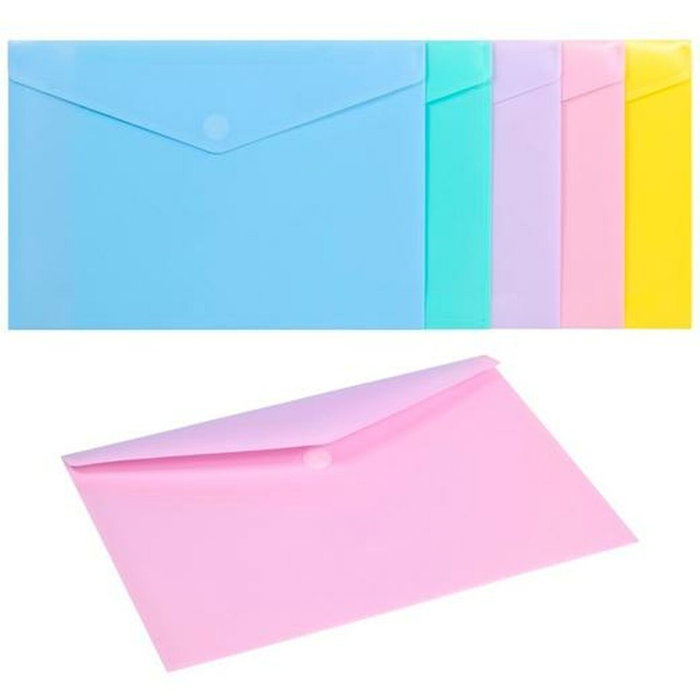 CARCHIVO Paquete de 10 carpetas sobre de polipropileno con cierre velcro colores pastel
