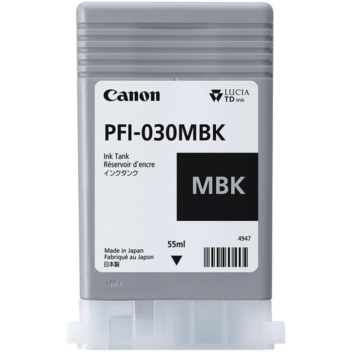 Canon PFI-030MBK Negro Mate Original Depósito de Tinta Pigmentado 55 ml para imagePROGRAF TA-20/TA-30 Canon PFI-030MBK Negro Mate Original Depósito de Tinta Pigmentado 55 ml para imagePROGRAF TA-20/TA-30