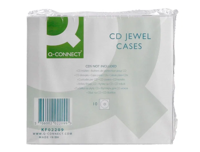 Q-connect Caja CD/DVD con Interior Negro - Pack 10 Unidades - Almacenamiento y Protección