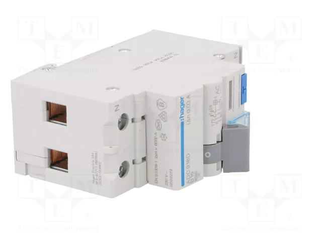 HAGER RCBO Interruptor de diversas marchas 16A 30mA 240VAC 1+N