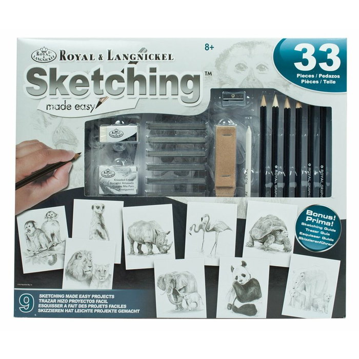 Royal Langnickel Juego de Arte para Sketching Adventure Made Easy Caja de 9 Dibujos