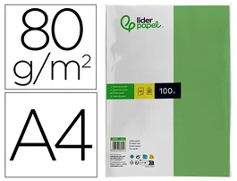 Liderpapel Papel Color A4 80gr Verde Paquete 100 Hojas