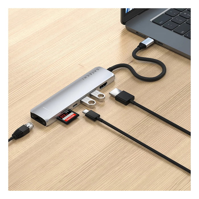Satechi USB-C Slim Multi-Port Hub (7 en 1) ST-P7SS, Silber