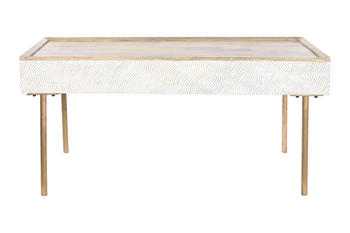 DKD Home Decor Mesa Centro Waves 2 Moderno Marron Blanco Mango Metal 120x60x57 cm DKD Home Decor Mesa Centro Waves 2 Moderno Marron Blanco Mango Metal 120x60x57 cm