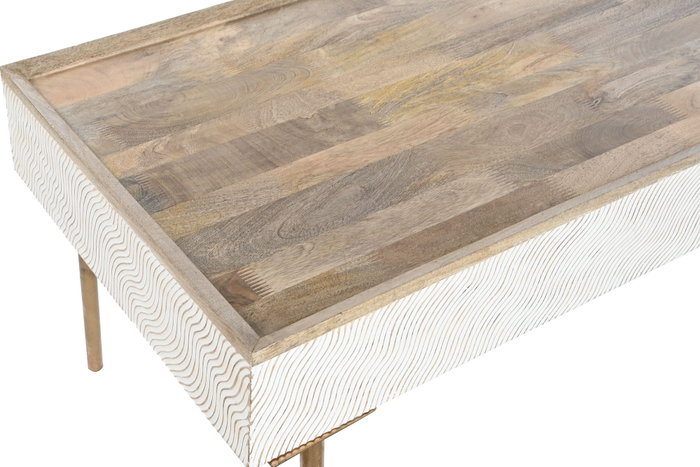 DKD Home Decor Mesa Centro Waves 2 Moderno Marron Blanco Mango Metal 120x60x57 cm DKD Home Decor Mesa Centro Waves 2 Moderno Marron Blanco Mango Metal 120x60x57 cm