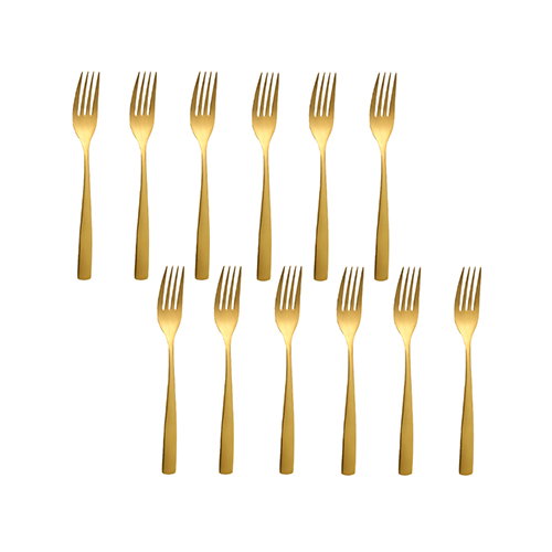 Summa Cubertería Tenedor de Mesa Sinxelo 205 mm Acero Inoxidable Color Oro Satinado - Ref. SINXELO SATIN ORO TENEDOR MESA (Set de 12)