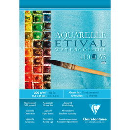 Bloc De Dibujo Clairefontaine Etival Acuarela Encolado Grano Fino A5 200G 10H (Set de 5)