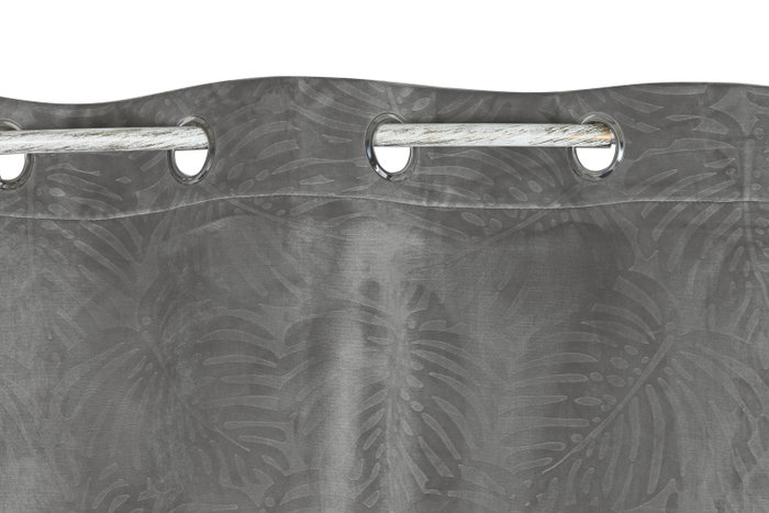 DKD Home Decor Cortina de Poliéster 140x260 con 8 Anillas Gris Claro