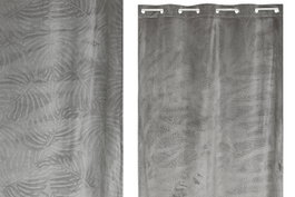 DKD Home Decor Cortina de Poliéster 140x260 con 8 Anillas Gris Claro