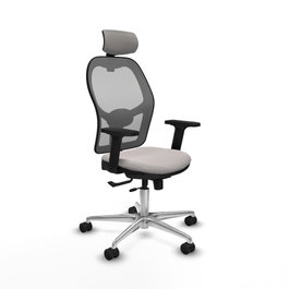 PIQUERAS Y CRESPO Silla de oficina Jorquera con mecanismo Sincro/Traslack, Blanco y Gris
