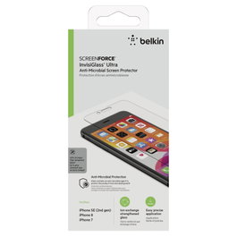 Belkin SCREENFORCE InvisiGlass Ultra para iPhone SE (2.ª gen), iPhone 8 e iPhone 7