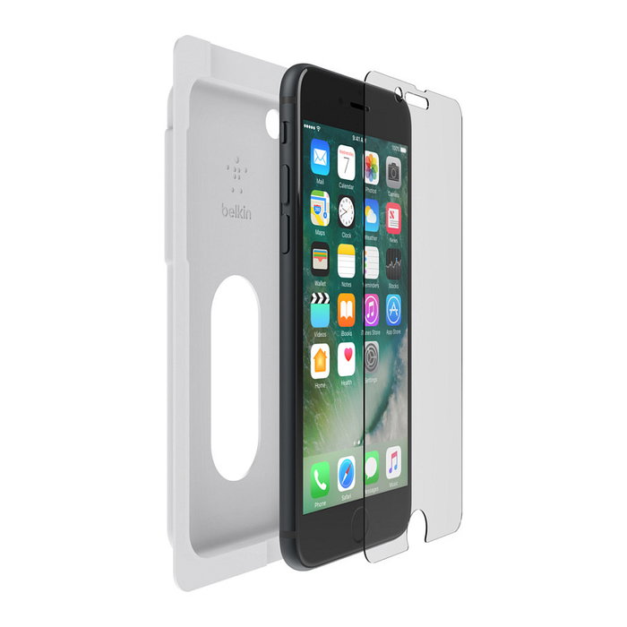 Belkin F8W883zz-AM ScreenForce InvisiGlass Ultra Protector Pantalla para iPhone SE 2nd gen, iPhone 8, iPhone 7, Antibacteriano, Aplicación sin Burbujas