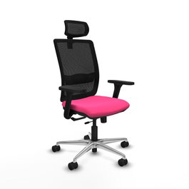 PIQUERAS Y CRESPO Silla de oficina Haches Rosa y Negro con Mecanismo Sincro/Traslack