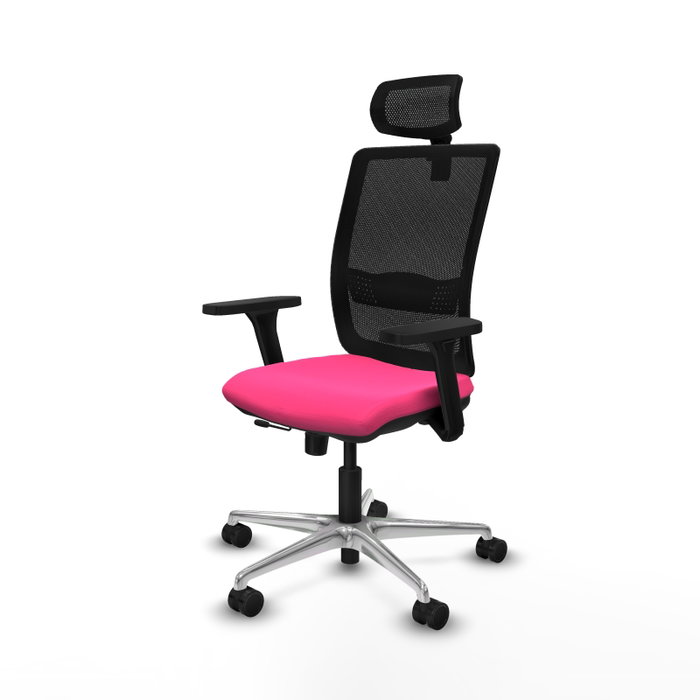 PIQUERAS Y CRESPO Silla de oficina Haches Rosa y Negro con Mecanismo Sincro/Traslack
