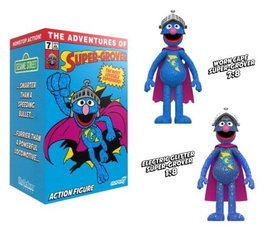 Super7 Barrio Sésamo ReAction Figura Super Grover (W/Chase)