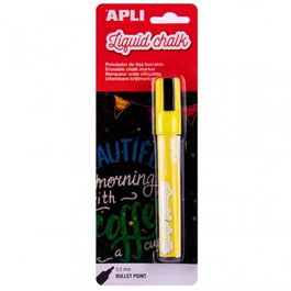 Apli Marcador Tiza Líquida Punta Redonda 5,5 mm Amarillo Blíster 1 Ud