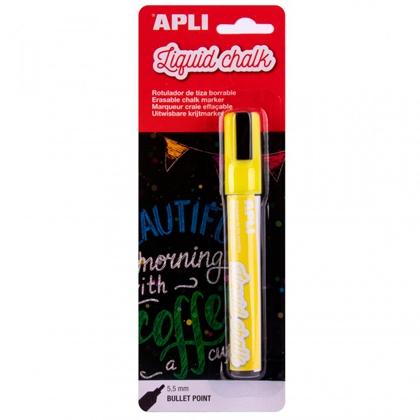 Apli Marcador Tiza Líquida Punta Redonda 5,5 mm Amarillo Blíster 1 Ud Apli Marcador Tiza Líquida Punta Redonda 5,5 mm Amarillo Blíster 1 Ud
