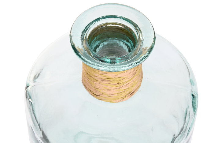 DKD Home Decor Jarrón Transparente 25 x 75 x 25 cm de Cristal Reciclado y Enea