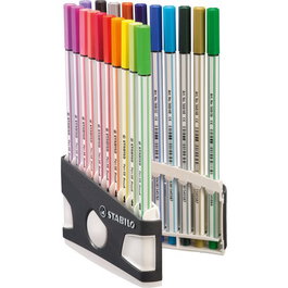 STABILO Pen Brush Arty Line Rotulador de Fibra Punta Pincel Color Parade de 20 unidades