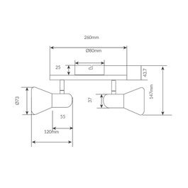 GSC Evolution Foco de techo doble lineal Serie Guimara E14 Níquel