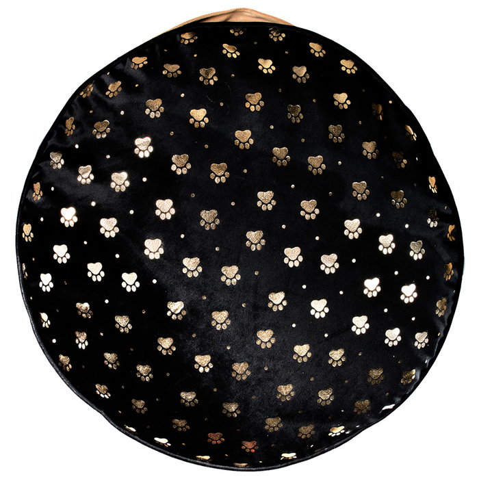 The Concept Factory Mon Chat Mon Ch Cojín para Mascotas Negro con Dorado, Diámetro 60 cm, Altura 10 cm