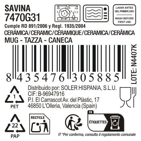 La Mediterranea Taza Savina 200ml, pack de 24 unidades