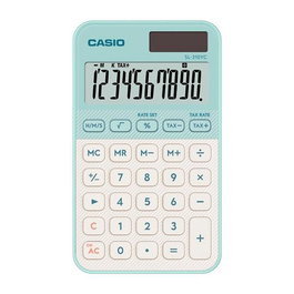 Casio SL-310YC-LG Calculadora de Oficina Portátil 10 Dígitos, Pantalla Grande, Alimentación Solar/Pilas, Verde Claro