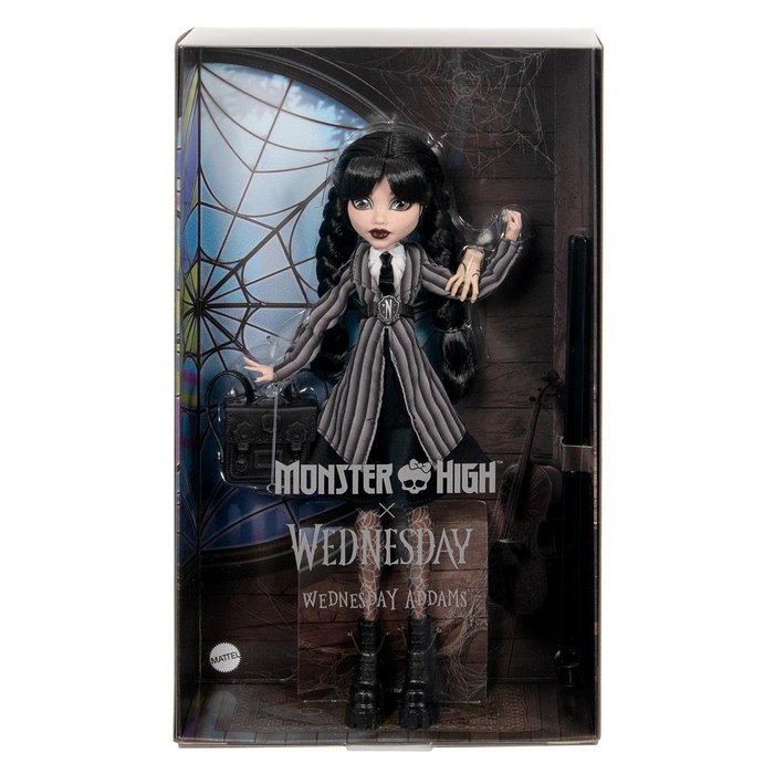Mattel Monster High x Wednesday Muñeca Wednesday Addams con Uniforme de Academia Nevermore y Cosa