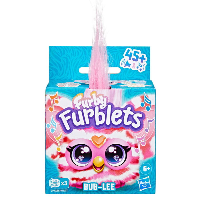 HASBRO Mini Furby Bub-Lee Furblet Juguete Electrónico con +45 Melodías K-Pop, Sonidos Furbish y Clip Llavero