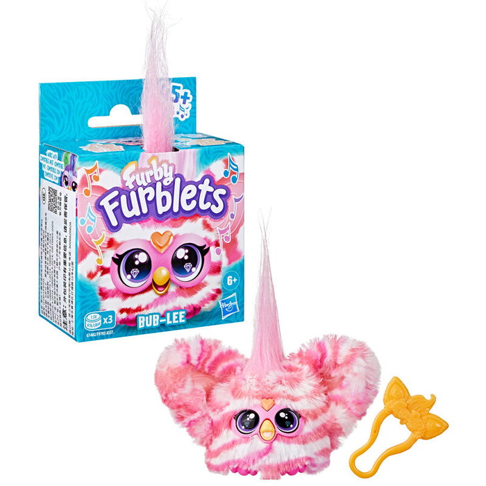 HASBRO Mini Furby Bub-Lee Furblet Juguete Electrónico con +45 Melodías K-Pop, Sonidos Furbish y Clip Llavero