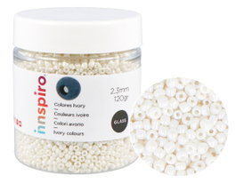 Innspiro Rocalla de Vidrio Redonda Ivory Blanco 2,3mm 120g