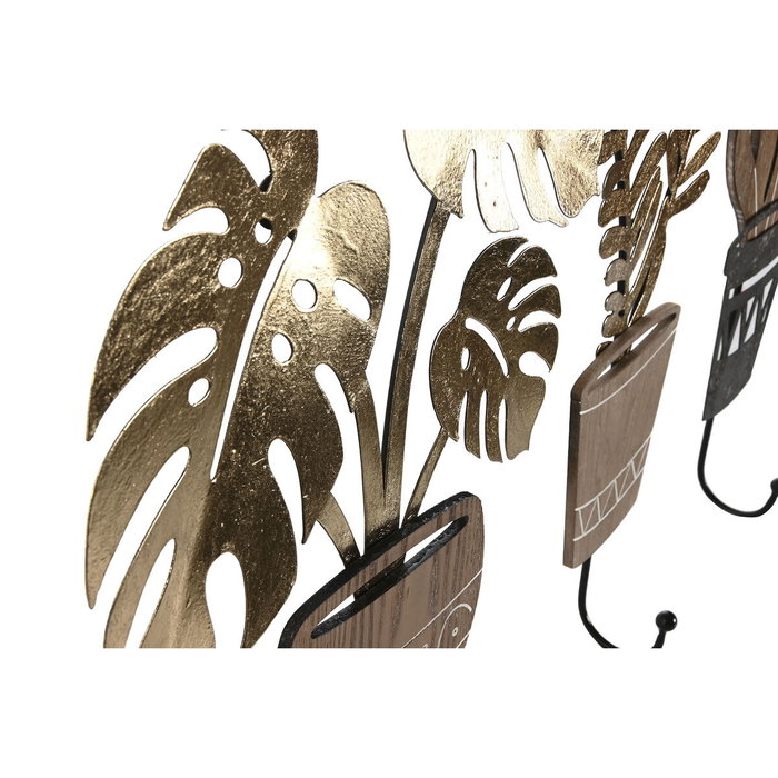 DKD Home Decor Perchero de Pared Metal y MDF Natural