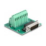 DeLOCK Adaptador D-Sub 15 Pines Macho a Bloque Terminal para Carril DIN 58 x 61 x 30 mm, Sección 24-12 AWG, -40 a 100°C, Verde