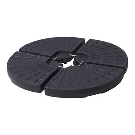 Basics Base para Sombrilla Negra de 4 Piezas Abanico con Ganchos en U, 48 x 48 x 7,5 cm, HDPE, Capacidad 13 kg