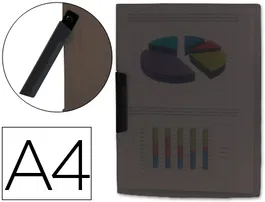 Liderpapel 35485 Carpeta Dossier con Pinza Lateral Polipropileno DIN A4 Negra, Capacidad 30 Hojas