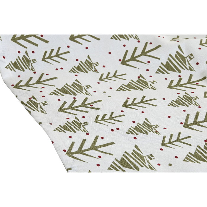 DKD Home Decor Camino de Mesa de Algodón con Diseño de Árboles, Verde, 50x150 cm
