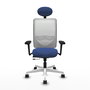 PIQUERAS Y CRESPO Silla de oficina Zulema con mecanismo Sincro/Traslack, Azul marino y Blanco