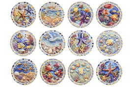 DKD Home Decor Posavasos Atlantico Multicolor Dolomite Corcho 10.8 x 0.7 x 10.8 cm (72 Unidades)