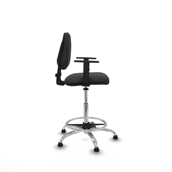 PIQUERAS Y CRESPO Taburete Isso CP similpiel gris oscuro brazos 1D