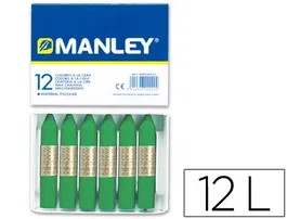 Manley Lapices Cera Unicolor Verde Primavera N.25 Caja 12 Unidades
