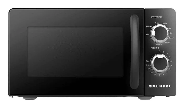 Grunkel MWG-20NG Microondas con Grill 20 Litros 700W, Color Negro, Potencia Grill 900W, Control Manual, 5 Niveles de Potencia