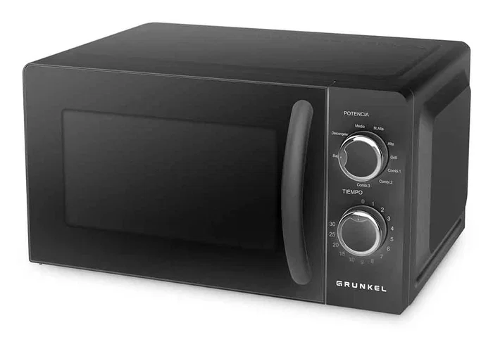 Grunkel MWG-20NG Microondas con Grill 20 Litros 700W, Color Negro, Potencia Grill 900W, Control Manual, 5 Niveles de Potencia