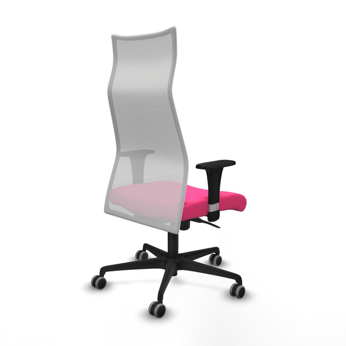 PIQUERAS Y CRESPO Sillón Albacete con Mecanismo Sincro, Similpiel Rosa y Malla Blanca