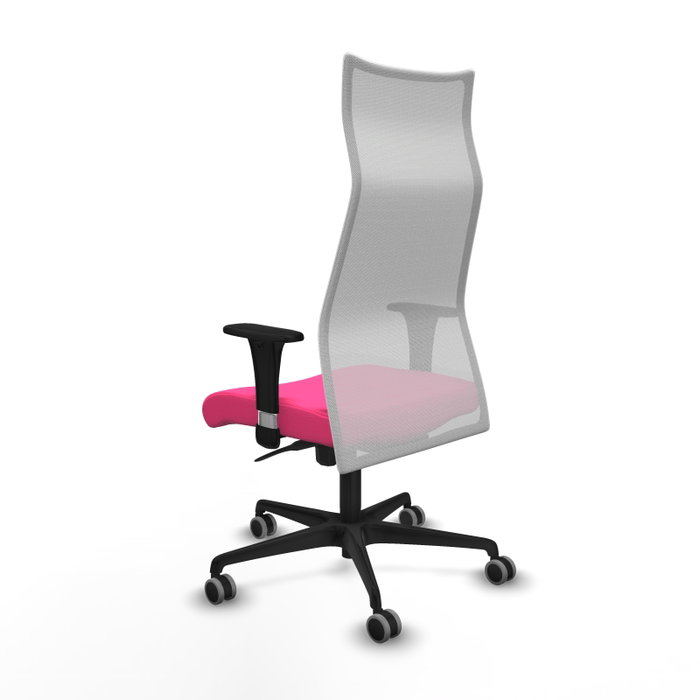 PIQUERAS Y CRESPO Sillón Albacete con Mecanismo Sincro, Similpiel Rosa y Malla Blanca