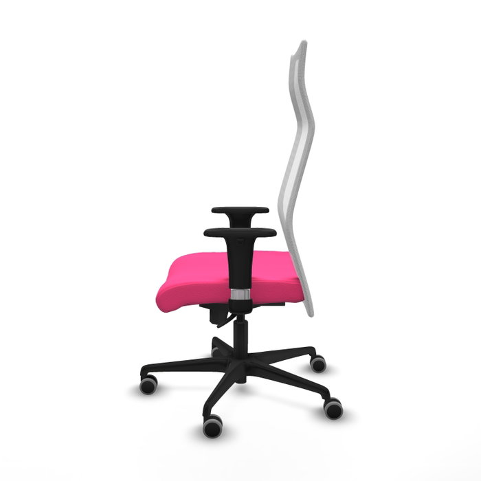 PIQUERAS Y CRESPO Sillón Albacete con Mecanismo Sincro, Similpiel Rosa y Malla Blanca