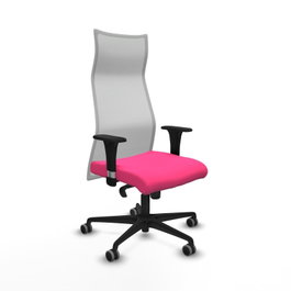 PIQUERAS Y CRESPO Sillón Albacete con Mecanismo Sincro, Similpiel Rosa y Malla Blanca