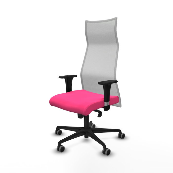 PIQUERAS Y CRESPO Sillón Albacete con Mecanismo Sincro, Similpiel Rosa y Malla Blanca