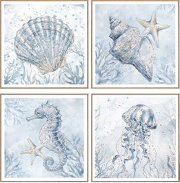 DKD Home Decor Cuadro Lienzo Marino Pack de 4 unidades