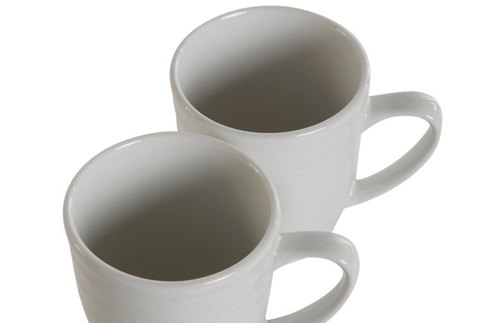 DKD Home Decor Juego de 4 Tazas de Porcelana Blanca 330ml