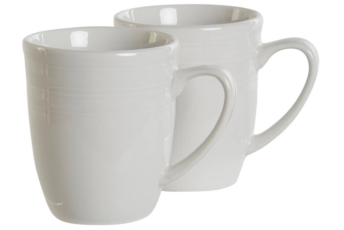 DKD Home Decor Juego de 4 Tazas de Porcelana Blanca 330ml